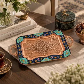 سینی چای خوری مس و پرداز - تصویر 2