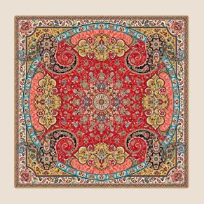 سفره قلمکار آقاجانی طرح ترنج زرشکی ۱×۱ متر
